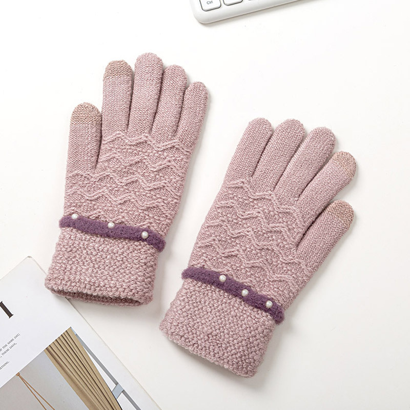 Vintage stil damer touch-screen vinterhansker lilla-rosa