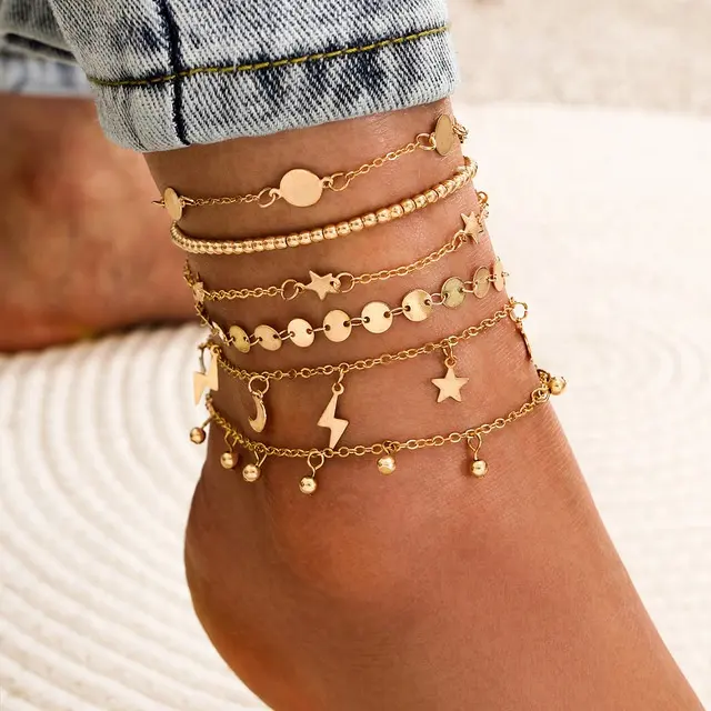 6pc måne stjerne anklet